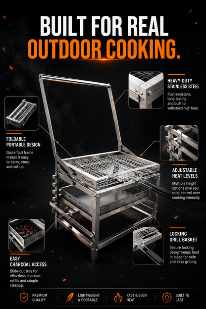Blaze For F1 Adjustable Charcoal Rotating Grill