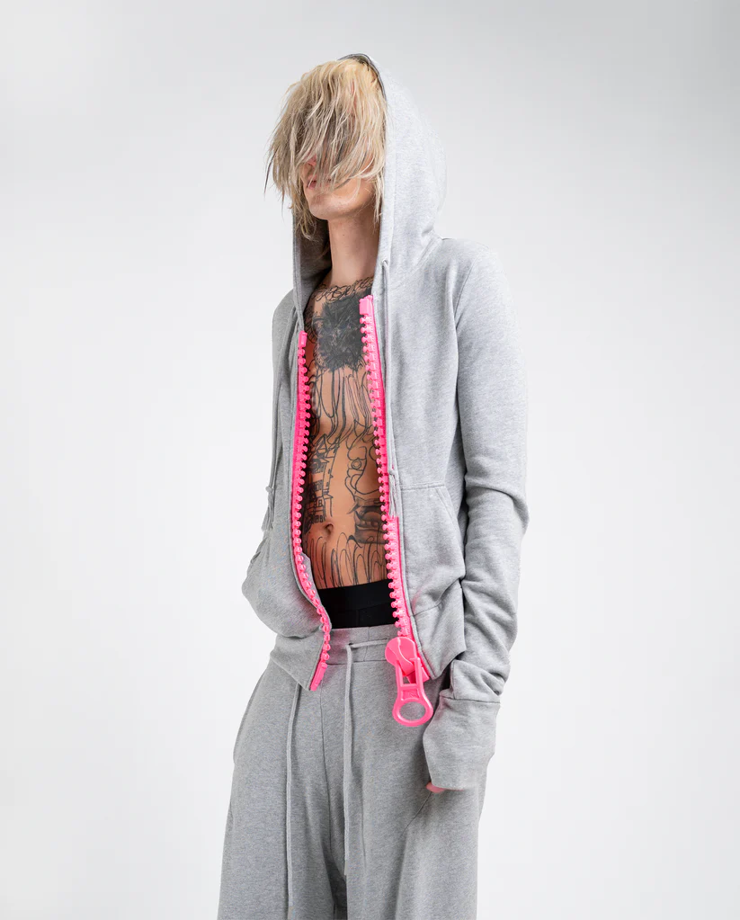 big zipper hoodie grey